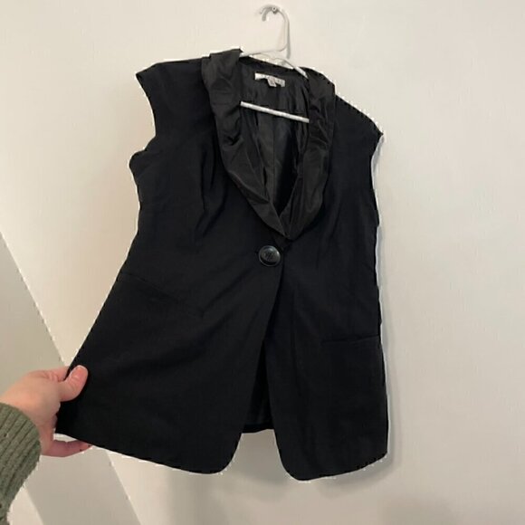 CABI Tuxedo Dinner Vest 917 Black Sleeveless Mixed Media Single Button Jacket 6 - Picture 7 of 13